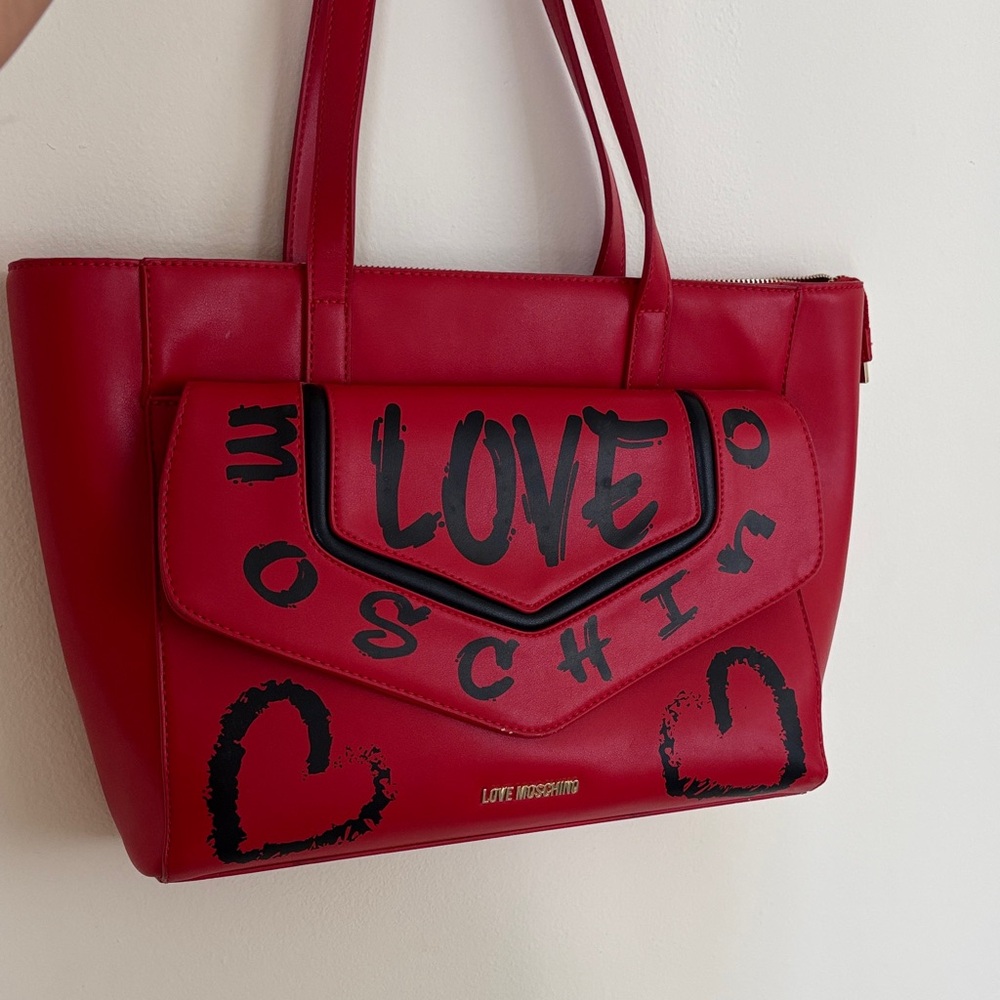 Love Moschino Vibrant Red Tote with Black Accents